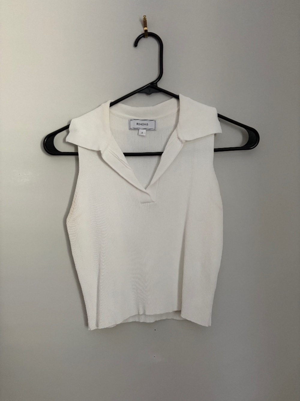 Rihoas Lapel Ribbed Sleeveless Tank - Small